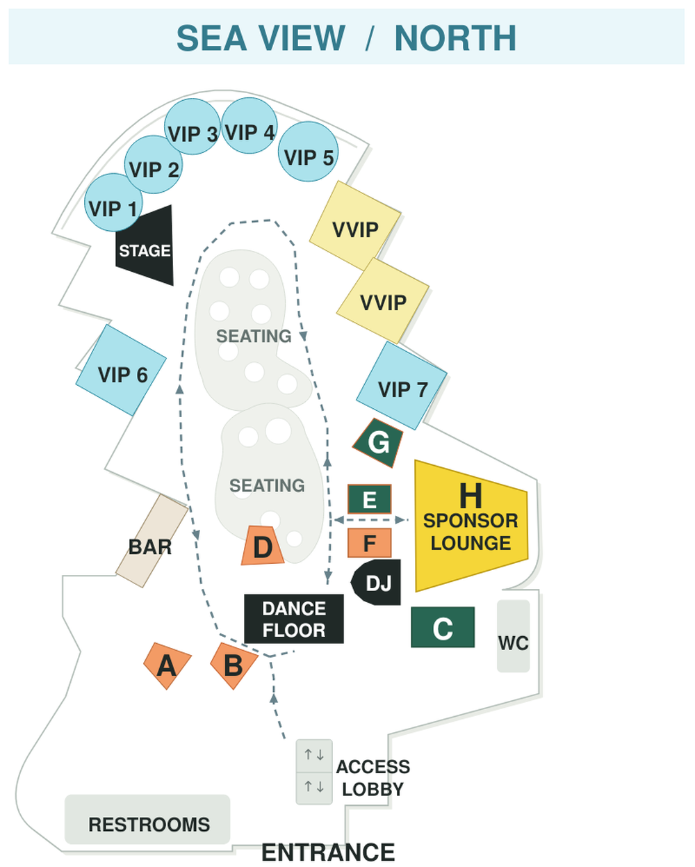 Sponsor and VIP map of the Double Six rooftop